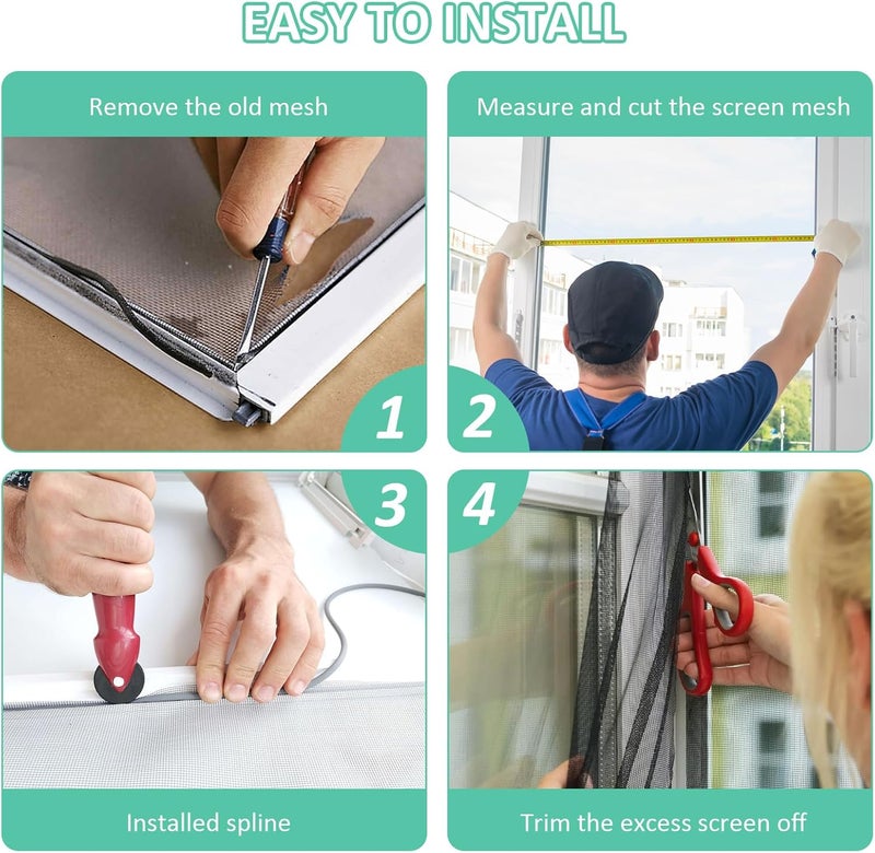 Rindion 48x102 Inch Window Screen Replacement, DIY Adjustable Pet-Proof Patio Screen, Anti-Mosquito Window Screen Mesh for Porch and Sliding Doors - Image 5